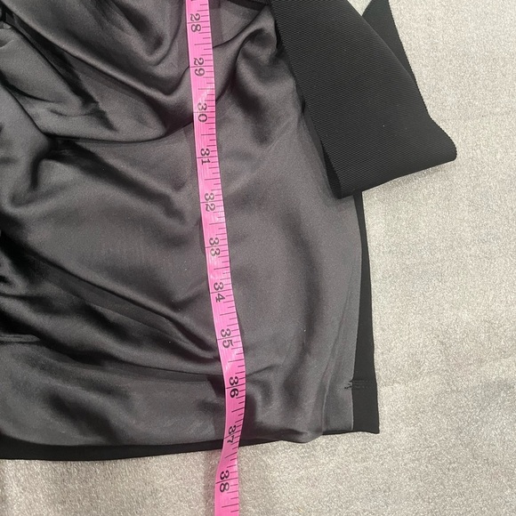 [US4]Vera Wang collection Gray Black Silk Blend Ruched Tie Sheath Dress Satin - Picture 9 of 9